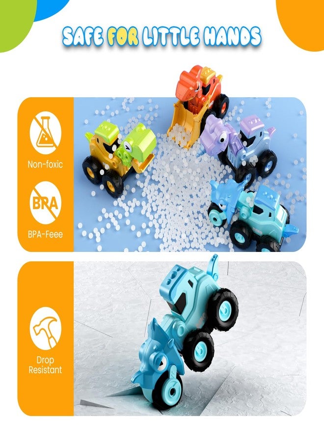 Dimoarch Construction Toys for 2 3 4 5 Year Old Boy Kids Toddlers, Press and Go Dino Truck Construction Vehicle Toys Sandbox Excavator Toys Valentines Day Boy Birthday Gifts - Image 5